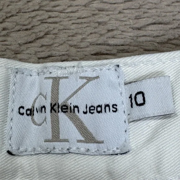 Calvin Klein Jeans Jeans Womens 10 White Cropped Regiment Twill Relaxed Fit - Picture 15 of 16